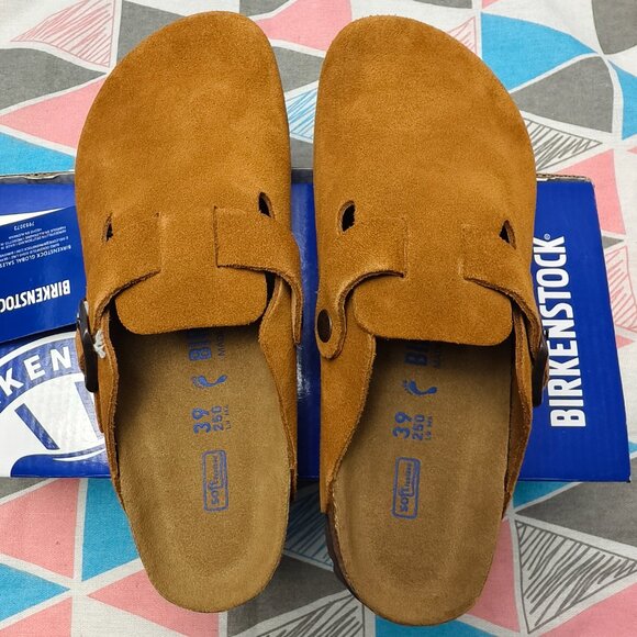 Women's Mink Suede Birkenstock Boston Shoes - Narrow Fit - Picture 2 of 5